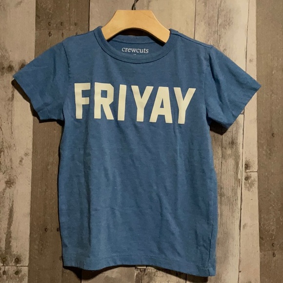 Crewcuts • “FRIYAY” T- Shirt, Size 4-5, Baby Blue with White Print - Picture 2 of 4